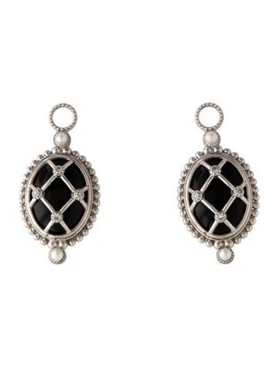 Pre-owned Jude Frances Pearl, Onyx & Diamond Earring Enhancers In Multicolor