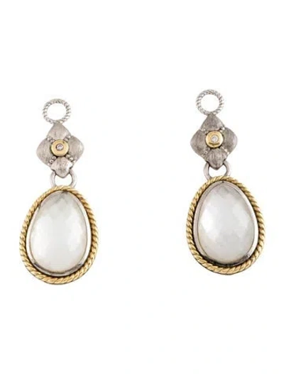 Pre-owned Jude Frances Quartz, Mother-of-pearl, & Diamond Earring Enhancers In Multicolor