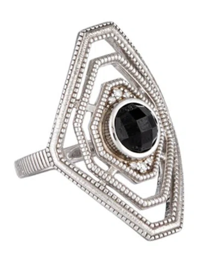 Pre-owned Jude Frances Spinel & Diamond Web Cocktail Ring In Multicolor