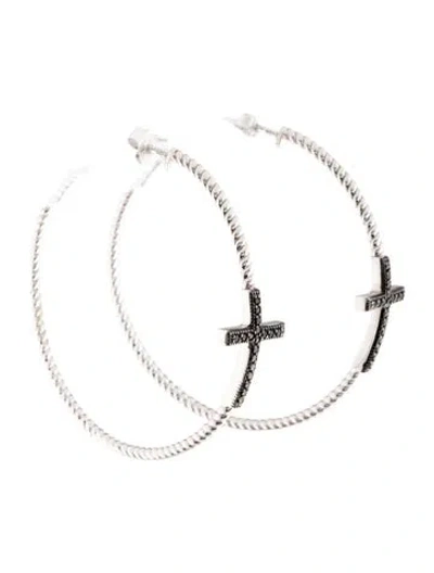 Pre-owned Jude Frances Spinel Cross Hoop Earrings In Multi