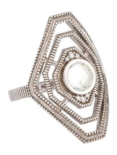 Pre-owned Jude Frances Topaz & Diamond Cocktail Ring In Multicolor