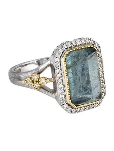 Pre-owned Jude Frances Topaz & Diamond Cocktail Ring In Multicolor