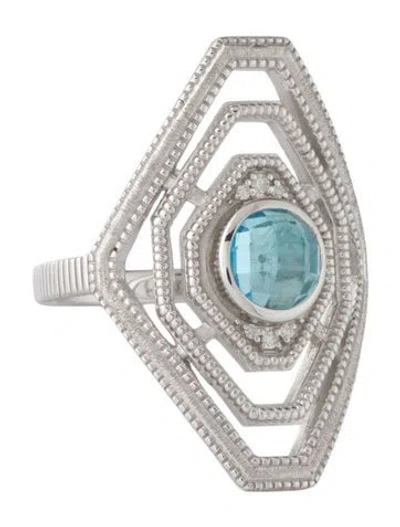 Pre-owned Jude Frances Topaz & Diamond Cocktail Ring In Multicolor
