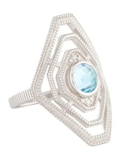 Pre-owned Jude Frances Topaz & Diamond Cocktail Ring In Multicolor
