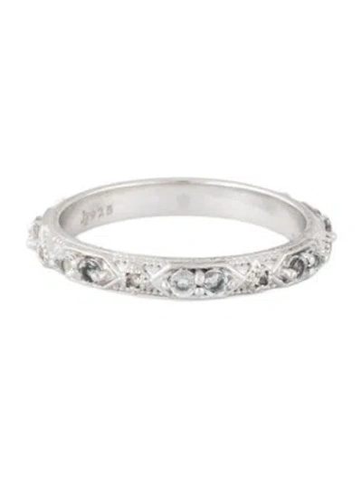 Pre-owned Jude Frances Topaz & Diamond Lisse Stacker Wedding Band In Multicolor