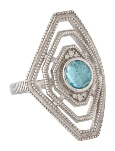 Pre-owned Jude Frances Topaz & Diamond Web Cocktail Ring In Multicolor