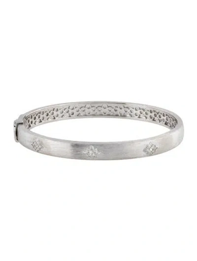 Pre-owned Jude Frances Topaz Brushed Hinged Bangle Bracelet, 7" In Multicolor