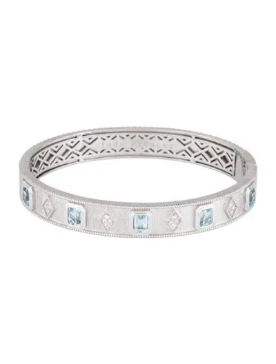 Pre-owned Jude Frances Topaz Hinged Bangle Bracelet, 6.5" In Multicolor