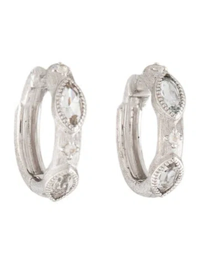 Pre-owned Jude Frances Topaz Huggie Hoop Earrings In Multi