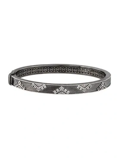 Pre-owned Jude Frances Topaz Lisse Empress Crown Bangle Bracelet, 6.5" In Multicolor