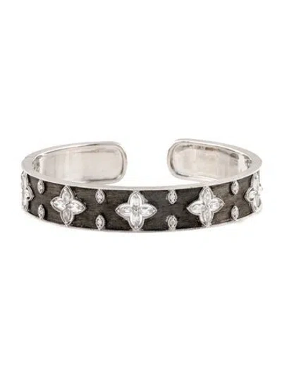 Pre-owned Jude Frances Topaz Moroccan Floral Motif Wide Cuff, 6.75" In Multicolor
