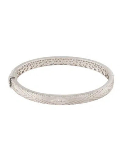 Pre-owned Jude Frances Topaz Moroccan Geometric Lined Milgrain Bangle, 6.25" In Multi