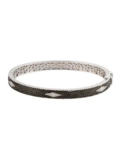 Pre-owned Jude Frances Topaz Moroccan Geometric Lined Milgrain Bangle Bracelet, 6.5" In Multicolor