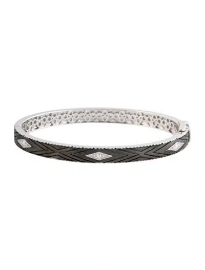 Pre-owned Jude Frances Topaz Moroccan Geometric Lined Milgrain Bangle Bracelet, 6.5" In Multicolor