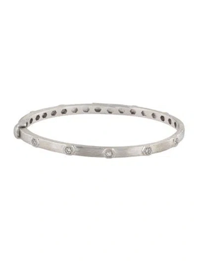 Pre-owned Jude Frances Topaz Provence Hexagon Hinged Bangle Bracelet, 6.5" In Multicolor