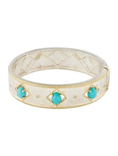 Pre-owned Jude Frances Turquoise & Diamond Bangle, 6.25" In Multi