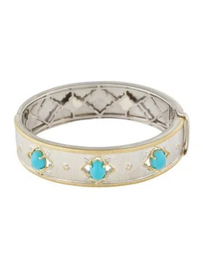 Pre-owned Jude Frances Turquoise & Diamond Bangle, 6.25" In Multi