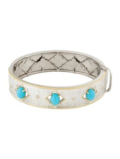 Pre-owned Jude Frances Turquoise & Diamond Bangle, 6.25" In Multi