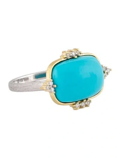 Pre-owned Jude Frances Turquoise & Diamond Cocktail Ring In Multicolor