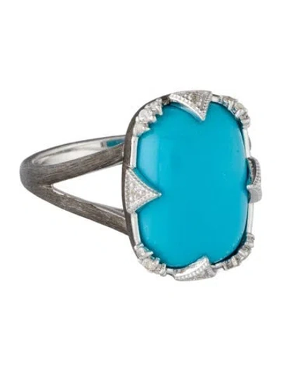Pre-owned Jude Frances Turquoise & Diamond Cocktail Ring In Multicolor