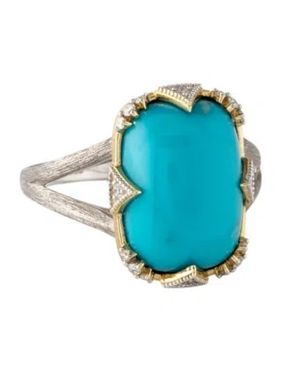 Pre-owned Jude Frances Turquoise & Diamond Cocktail Ring In Multicolor