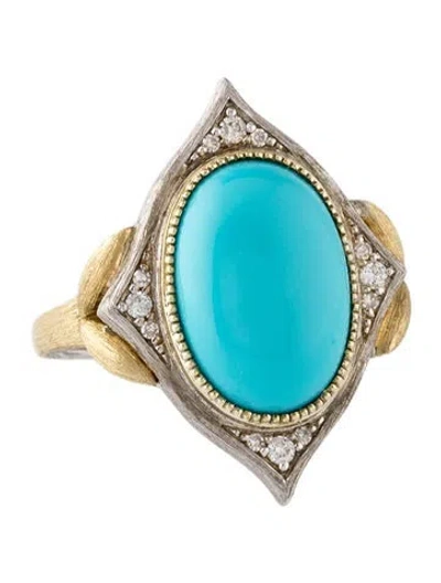 Pre-owned Jude Frances Turquoise & Diamond Cocktail Ring In Multicolor
