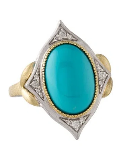 Pre-owned Jude Frances Turquoise & Diamond Cocktail Ring In Multicolor