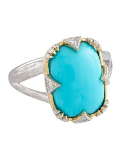 Pre-owned Jude Frances Turquoise & Diamond Cocktail Ring In Multicolor