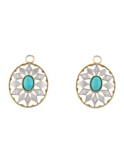 Pre-owned Jude Frances Turquoise & Diamond Earring Enhancers In Multi