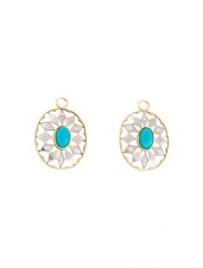 Pre-owned Jude Frances Turquoise & Diamond Earring Enhancers In Multicolor