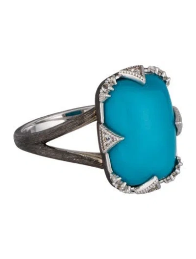 Pre-owned Jude Frances Turquoise & Topaz Cocktail Ring In Multicolor