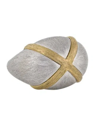 Pre-owned Jude Frances Two-tone Cross Dome Ring In Multicolor