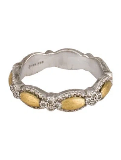 Pre-owned Jude Frances Two-tone Diamond Beaded Marquis Quad Band In Multicolor