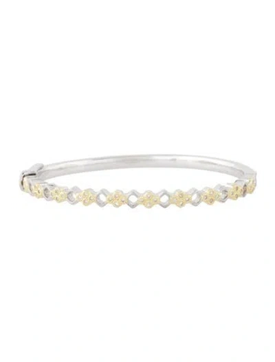 Pre-owned Jude Frances Two-tone Diamond Hinged Bracelet, 6.5" In Multi
