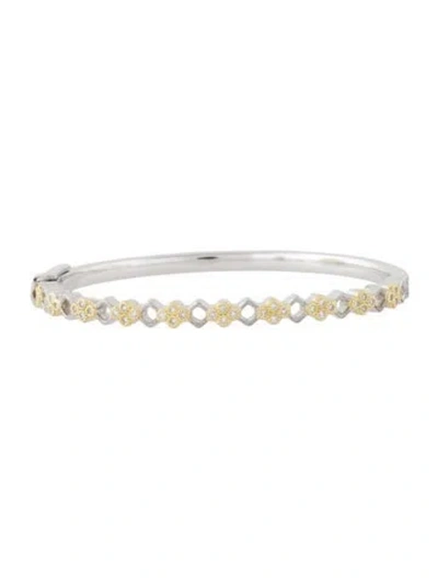 Pre-owned Jude Frances Two-tone Diamond Hinged Bracelet, 6.5" In Multi