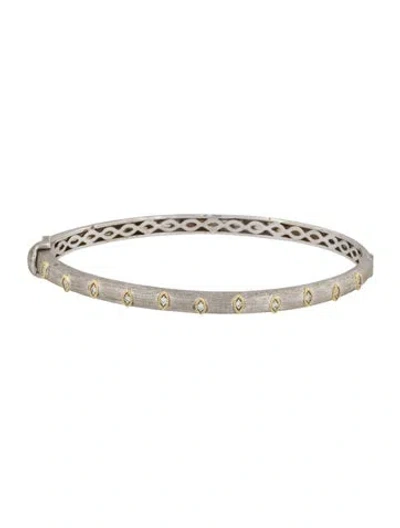 Pre-owned Jude Frances Two-tone Diamond Station Bangle, 6.5" In Multicolor