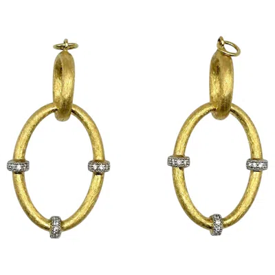 Pre-owned Jude Frances Vintage  Designer Open Oval Link Rbc Diamond Station Earring Charms In Multiple