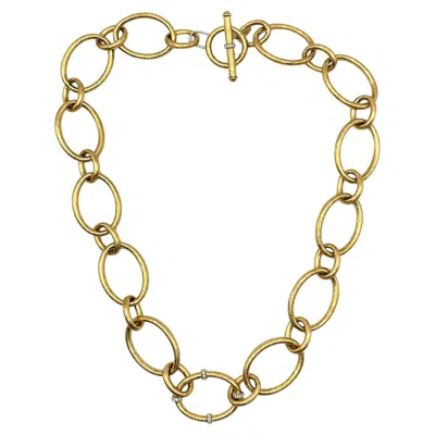 Pre-owned Jude Frances Vintage  Designer Open Oval Link Rbc Diamond Station Necklace In Multiple