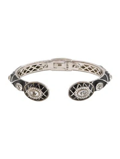 Pre-owned Jude Frances Zasha Topaz & Diamond Cuff, 6.5" In Black