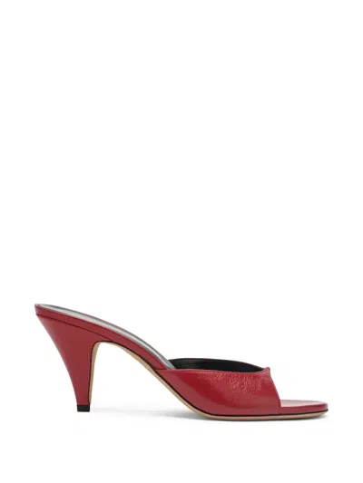 Jude Cave 65 Peep-toe Leather Mules In Red