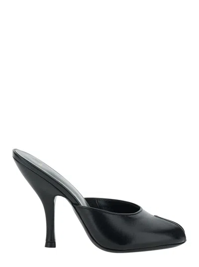 Jude Heeled Sandals With Cut-out Toe In 100% Lambskin Leather In Black