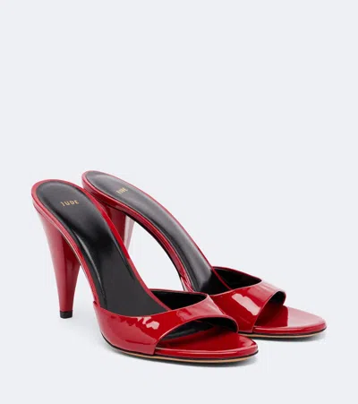 Jude Hew Patent Leather Mules In Red