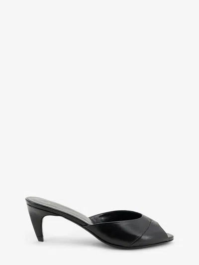 Jude Leather Cave Mule Sandals In Black