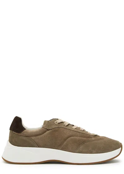 Jude Llow Maison Panelled Grained Leather Sneakers In Brown