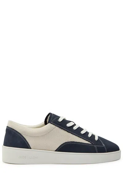 Jude Llow Nico Panelled Grained Leather Sneakers In Blue