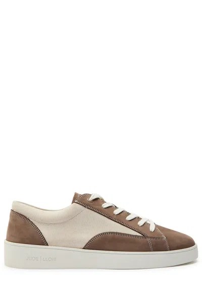 Jude Llow Nico Panelled Grained Leather Sneakers In Brown