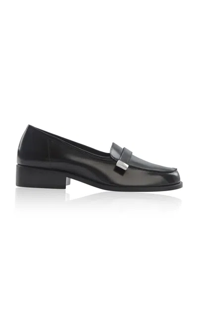Jude Logo Brushed Leather Loafers In Black