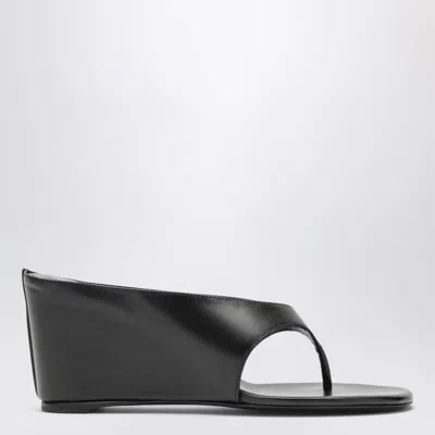 Jude Minimal Black Leather Thong Sandals