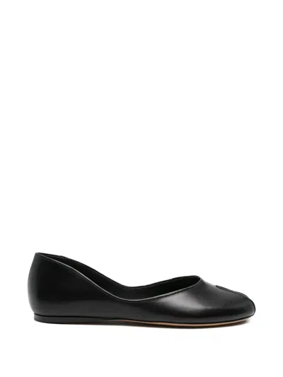 Jude Peep Toe Calf Leather Flat In Black