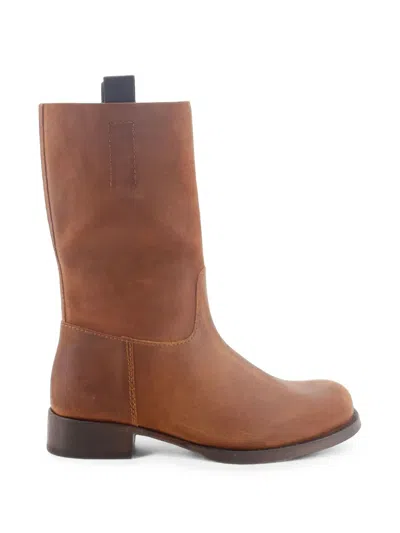 Jude Leif Distressed Leather Boots In Brown